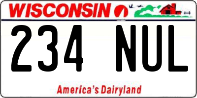 WI license plate 234NUL