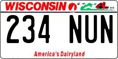WI license plate 234NUN
