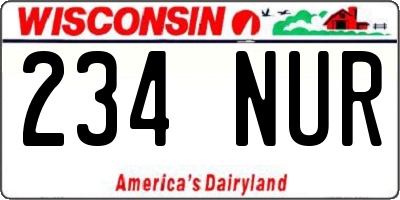 WI license plate 234NUR