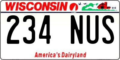 WI license plate 234NUS