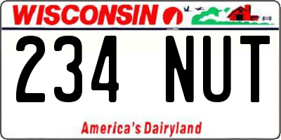 WI license plate 234NUT