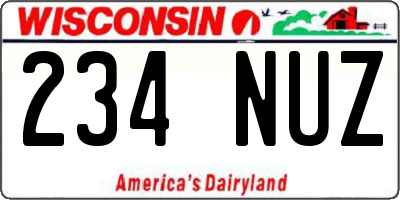 WI license plate 234NUZ