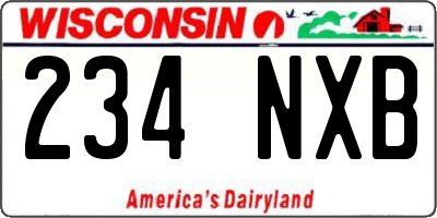 WI license plate 234NXB