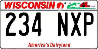 WI license plate 234NXP