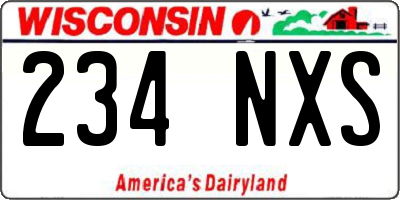 WI license plate 234NXS