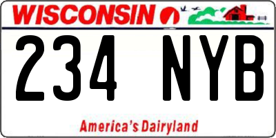 WI license plate 234NYB