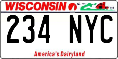WI license plate 234NYC