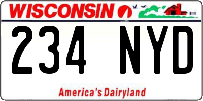 WI license plate 234NYD