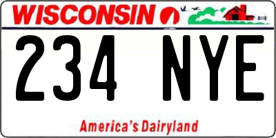 WI license plate 234NYE