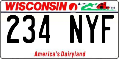 WI license plate 234NYF