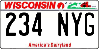 WI license plate 234NYG