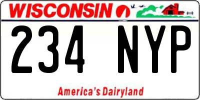 WI license plate 234NYP