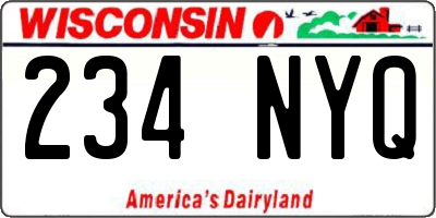 WI license plate 234NYQ
