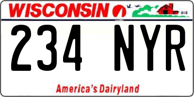 WI license plate 234NYR