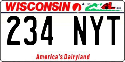 WI license plate 234NYT
