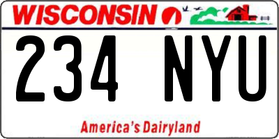 WI license plate 234NYU