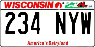 WI license plate 234NYW