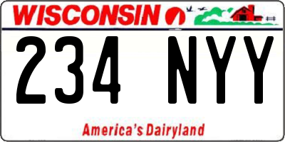 WI license plate 234NYY