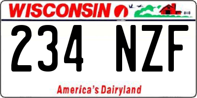 WI license plate 234NZF
