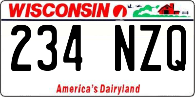WI license plate 234NZQ