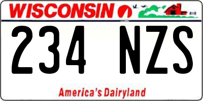WI license plate 234NZS
