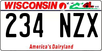 WI license plate 234NZX