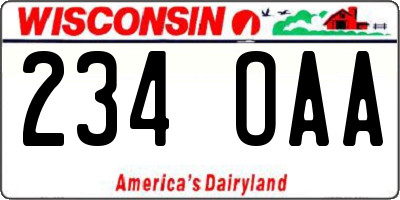WI license plate 234OAA