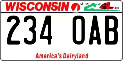 WI license plate 234OAB