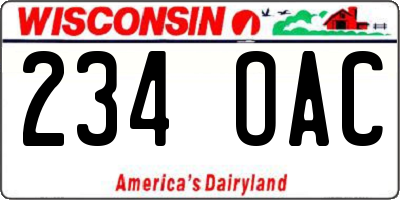 WI license plate 234OAC