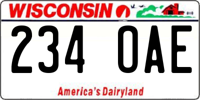 WI license plate 234OAE