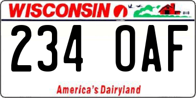 WI license plate 234OAF
