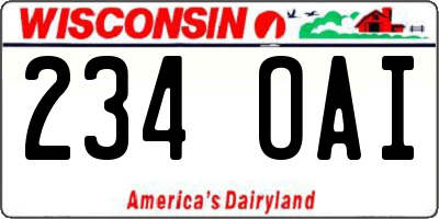 WI license plate 234OAI