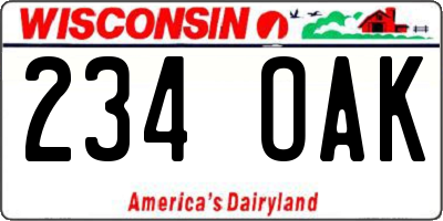 WI license plate 234OAK