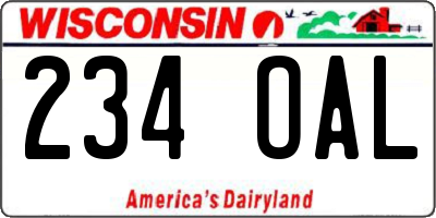 WI license plate 234OAL