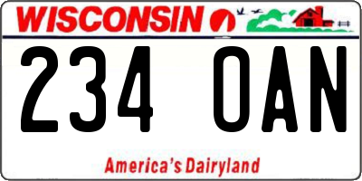 WI license plate 234OAN