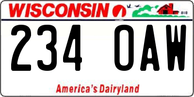 WI license plate 234OAW