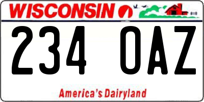 WI license plate 234OAZ