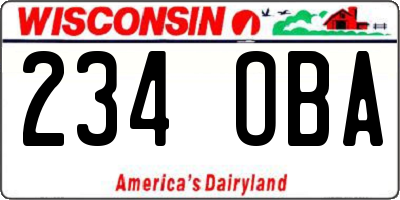 WI license plate 234OBA