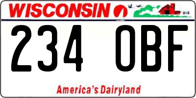 WI license plate 234OBF
