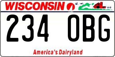 WI license plate 234OBG