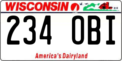WI license plate 234OBI