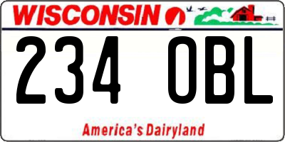 WI license plate 234OBL