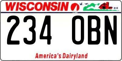 WI license plate 234OBN