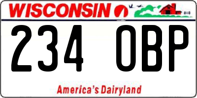 WI license plate 234OBP