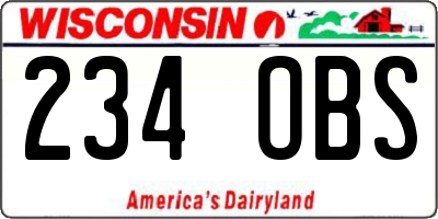 WI license plate 234OBS