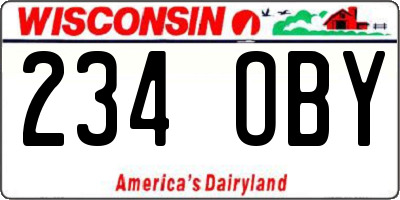 WI license plate 234OBY