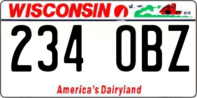 WI license plate 234OBZ