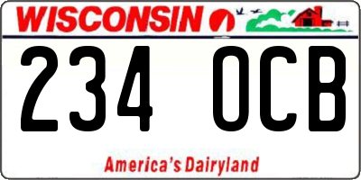 WI license plate 234OCB