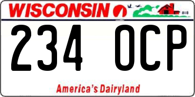 WI license plate 234OCP