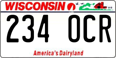 WI license plate 234OCR